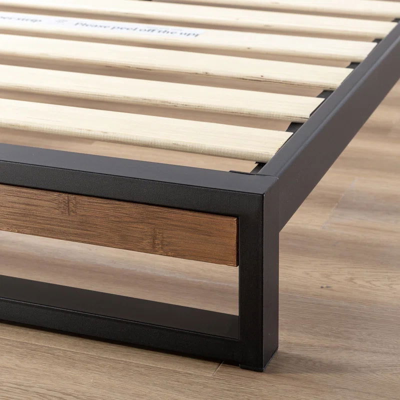 Solid Wood And Metal Black Bed For Bedroom - Furnishiaa -  -